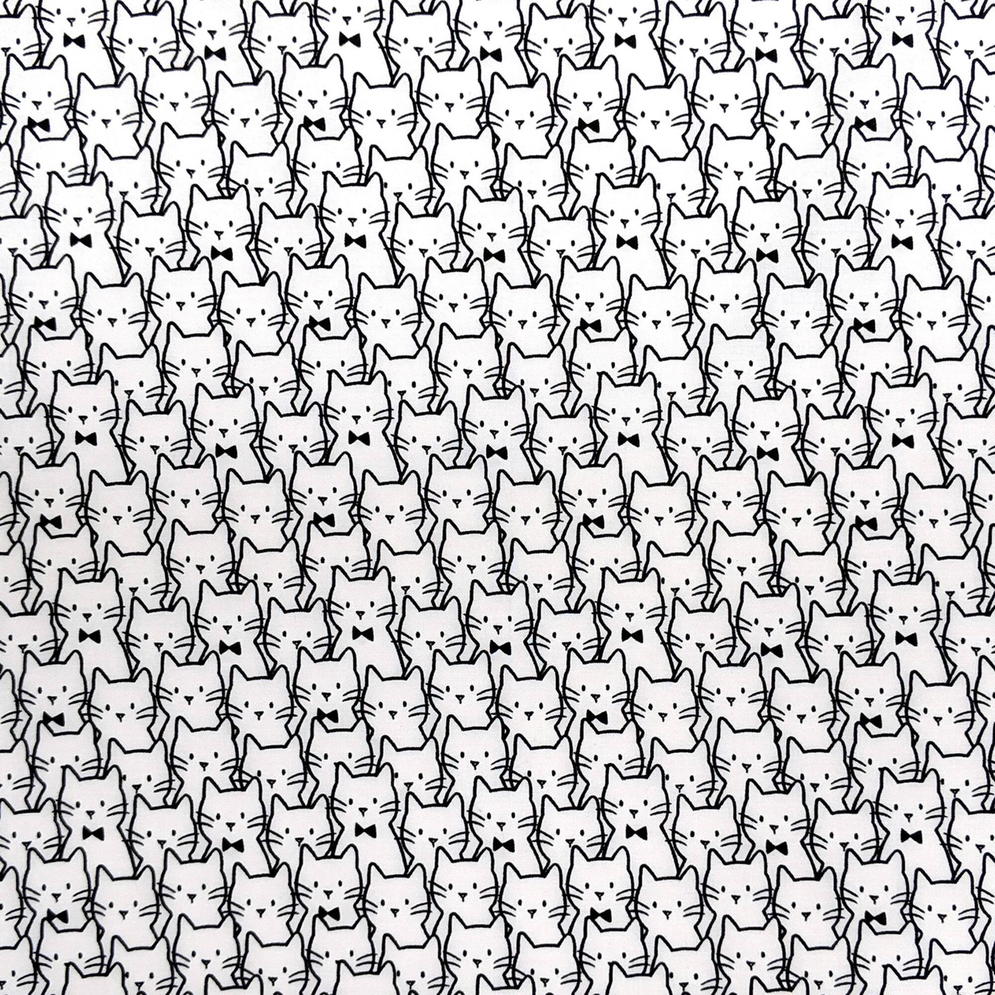 Camelot Fabrics Meow White Cat Clusters Cotton Fabric